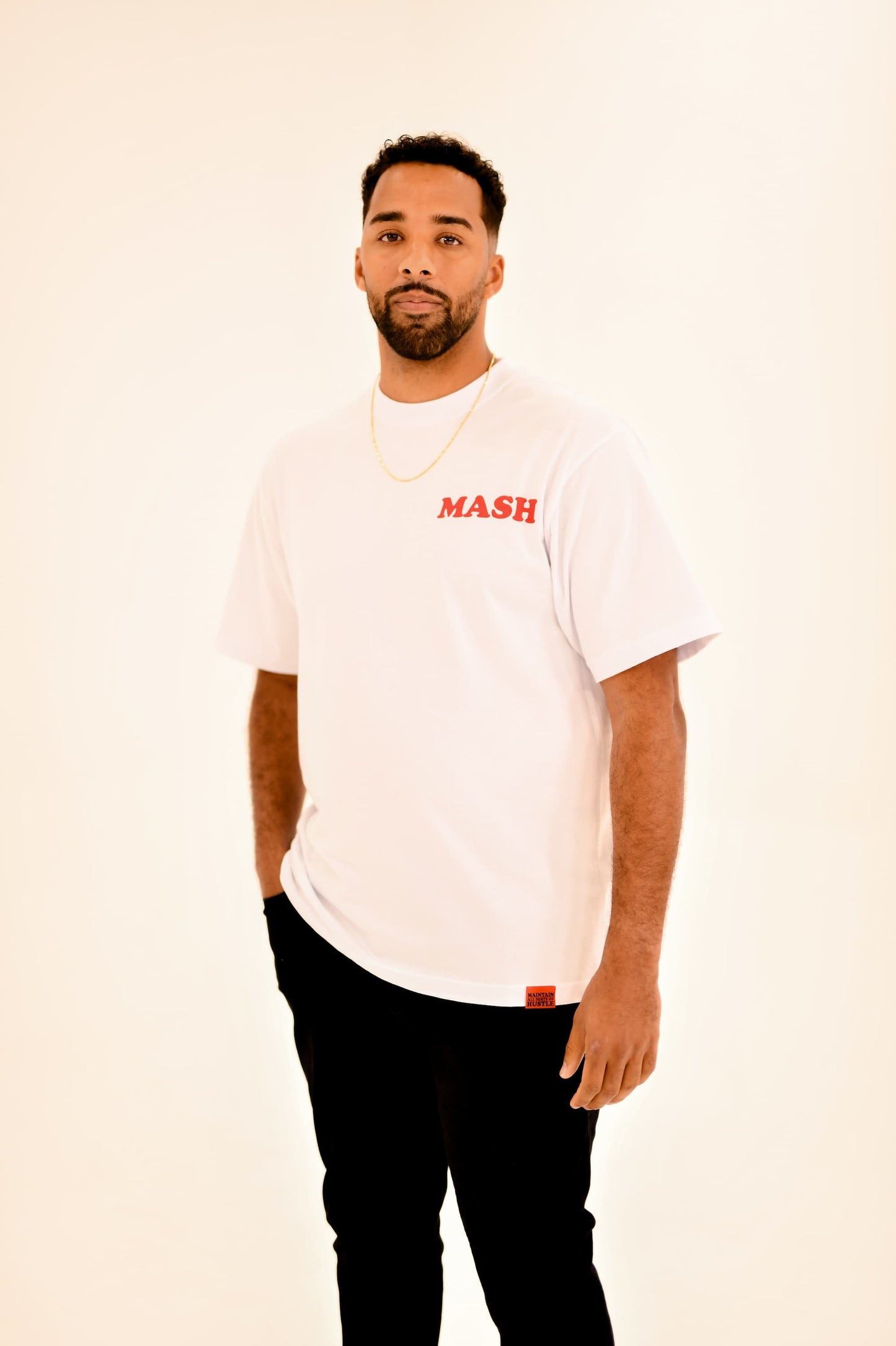 "’MASH’ MONEY SIGN" TEE (WHITE/RED)